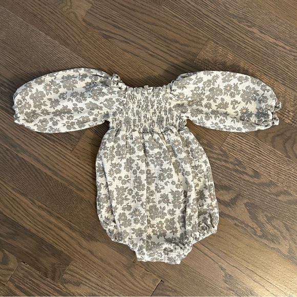 Quincy Mae Eden Romper, Green Floral, 3-6M - Picture 3 of 3